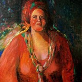 Kobieta w czerwieni, 50x60 cm, olej, płótno