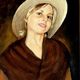 Kobieta w kapeluszu, 65x50, olej, płótno
