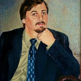 Portret w fotelu, 70x54 cm, olej, płótno