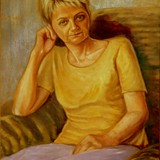 Portret w żółtej bluzce, 70x50 cm, olej, płótno